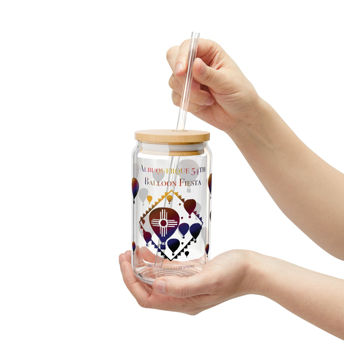 Balloon Fiesta Sipper Glass – 16oz Albuquerque Hot Air Balloon Travel Cup