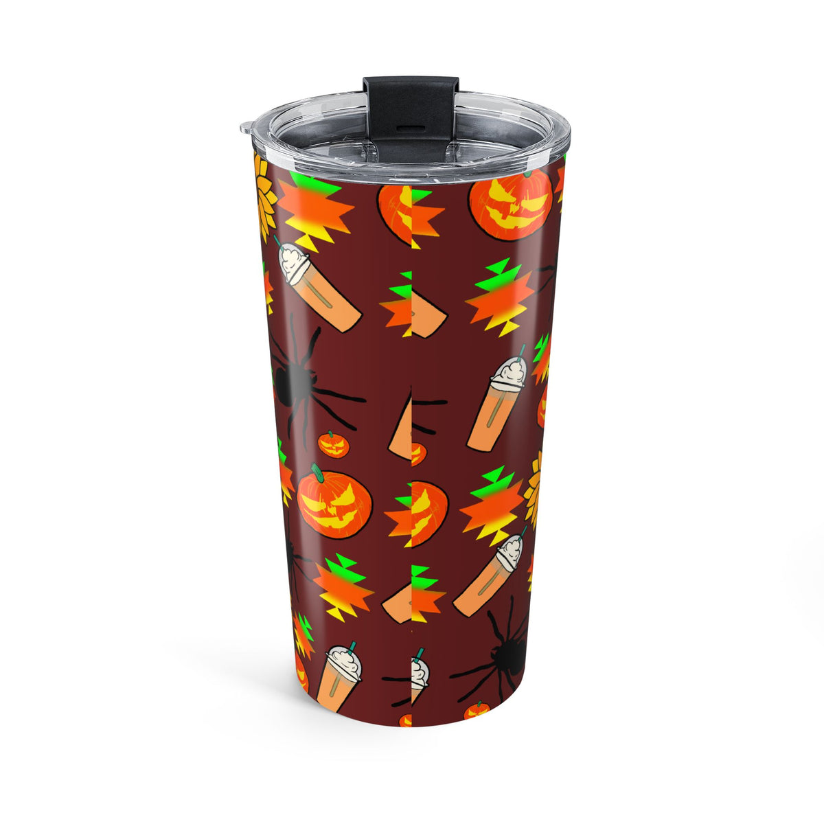 Native Halloween Pumpkin Pattern Coffee 20oz Tumbler — Fall Pumpkin Spice Travel Cup