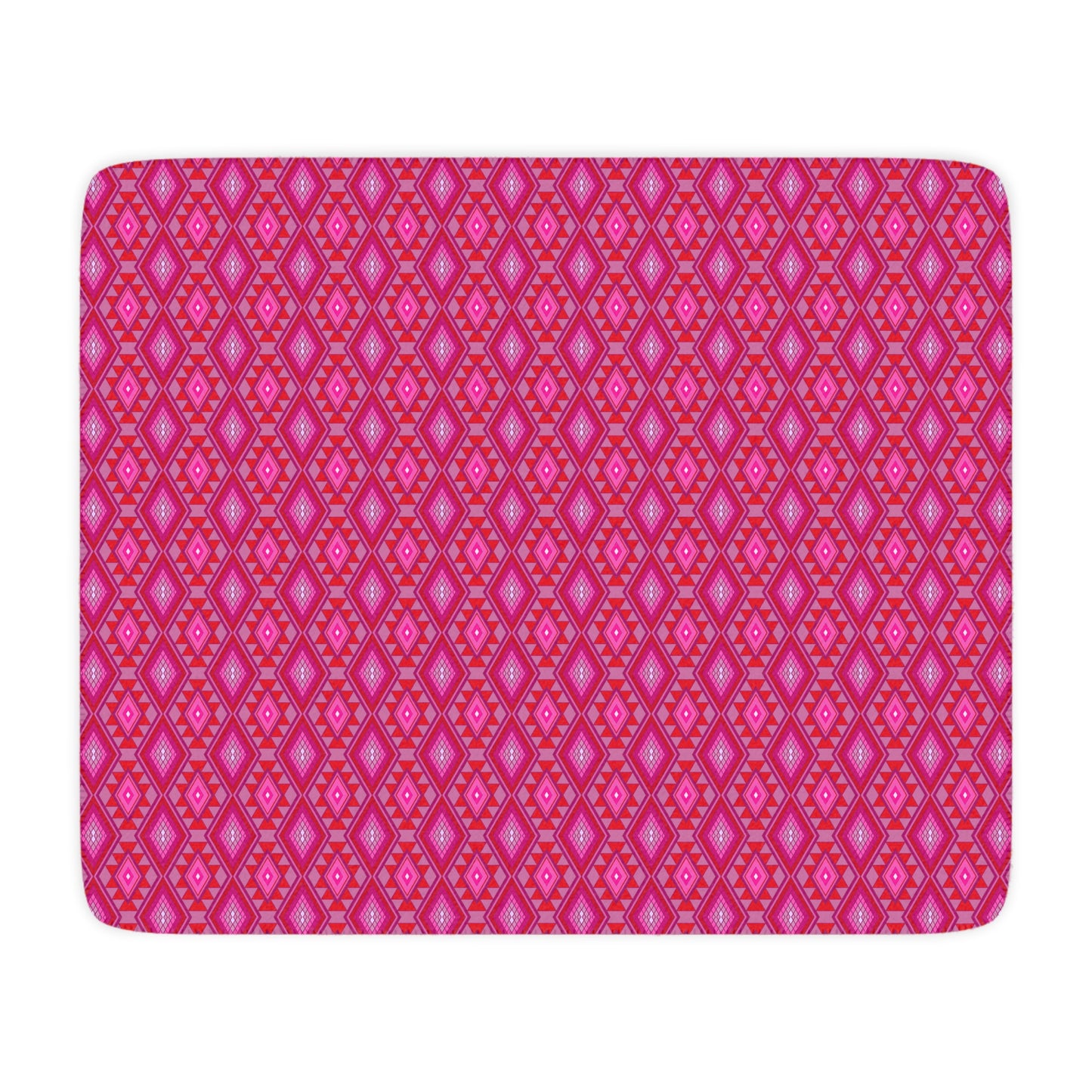 Plush Tan Sherpa Blanket with Pink Native Design Backing — Cozy Throw for Living Room & Travel