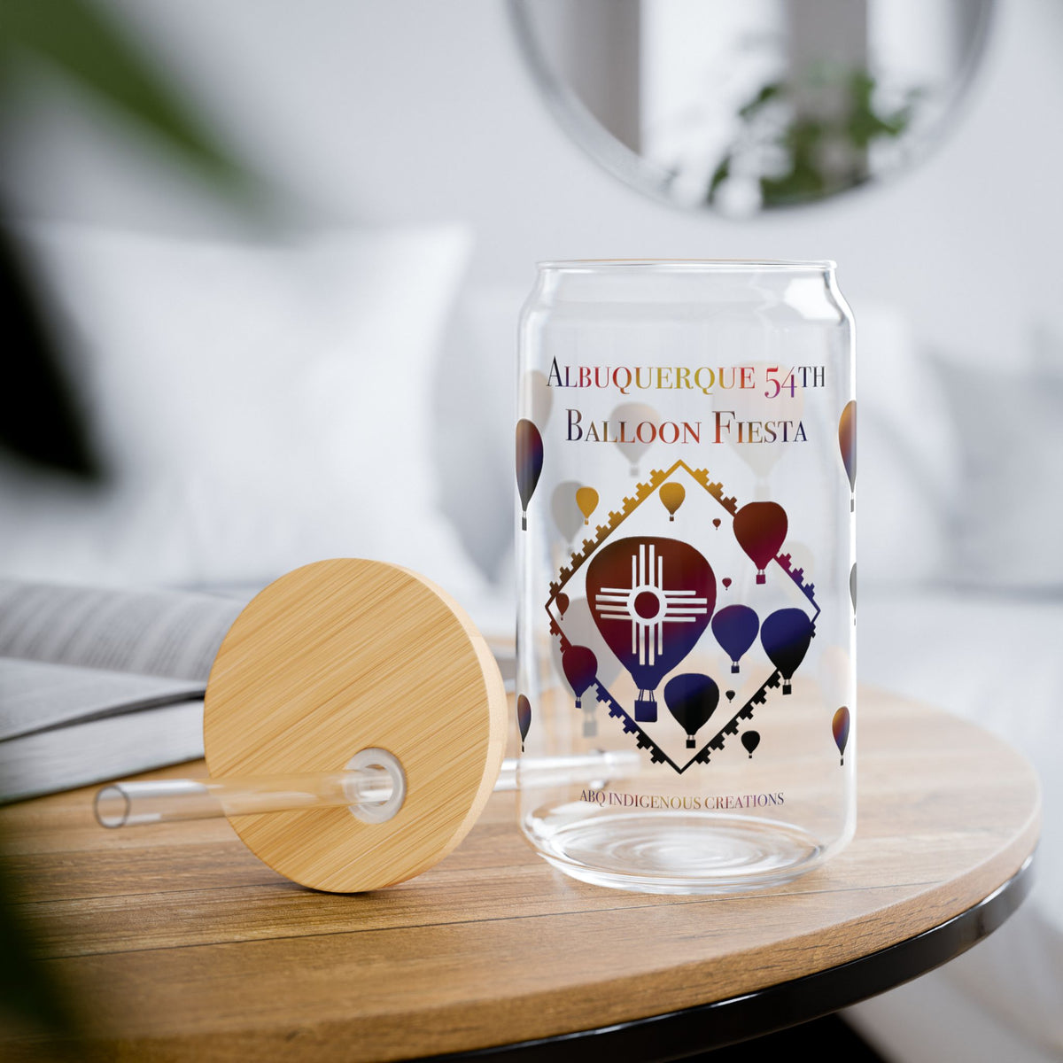Balloon Fiesta Sipper Glass – 16oz Albuquerque Hot Air Balloon Travel Cup