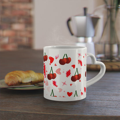 Cherry Heart Native design Mug — Cute Valentine’s Day Ceramic Coffee Cup
