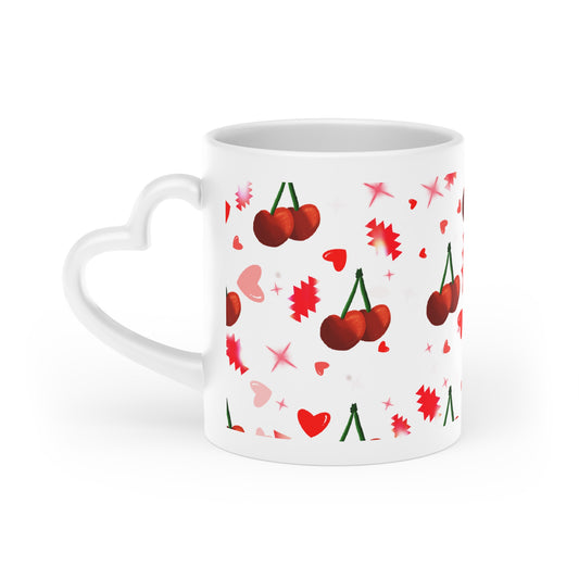 Cherry Heart Native design Mug — Cute Valentine’s Day Ceramic Coffee Cup
