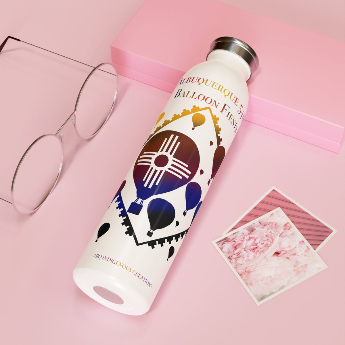 Albuquerque Balloon Fiesta Slim Water Bottle — Hot Air Balloon Design
