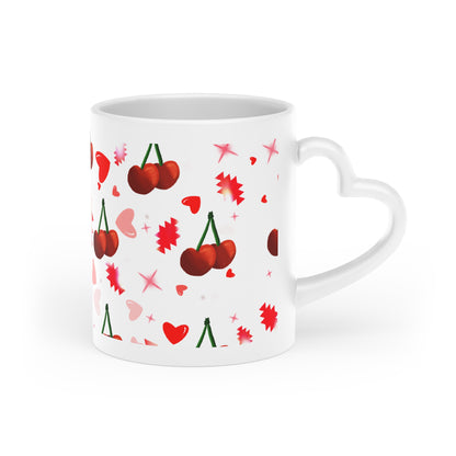Cherry Heart Native design Mug — Cute Valentine’s Day Ceramic Coffee Cup