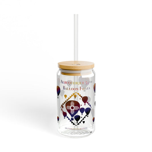 Balloon Fiesta Sipper Glass – 16oz Albuquerque Hot Air Balloon Travel Cup