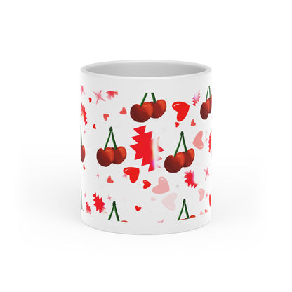 Cherry Heart Native design Mug — Cute Valentine’s Day Ceramic Coffee Cup