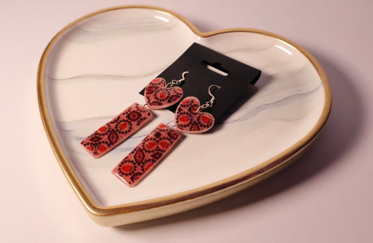 Native strawberry heart earrings