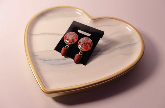 Native Strawberry clay charm earrings