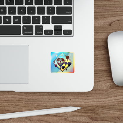 Holographic Hot Air Balloon Sticker — Zia Symbol Die-Cut Vinyl