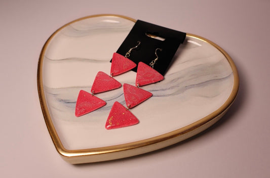 Triple Pink with white lace earrings