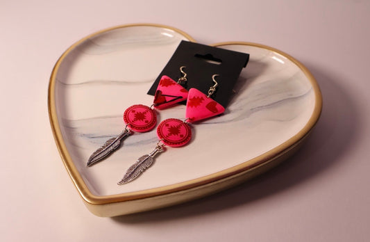 Triangle Valentine’s feather earrings