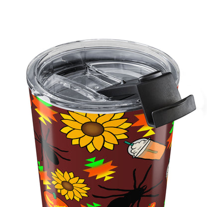 Native Halloween Pumpkin Pattern Coffee 20oz Tumbler — Fall Pumpkin Spice Travel Cup