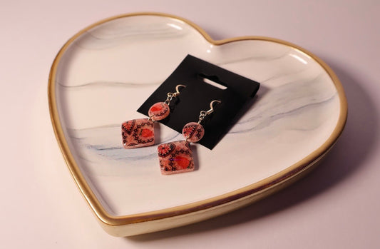 Circle diamond native design earrings