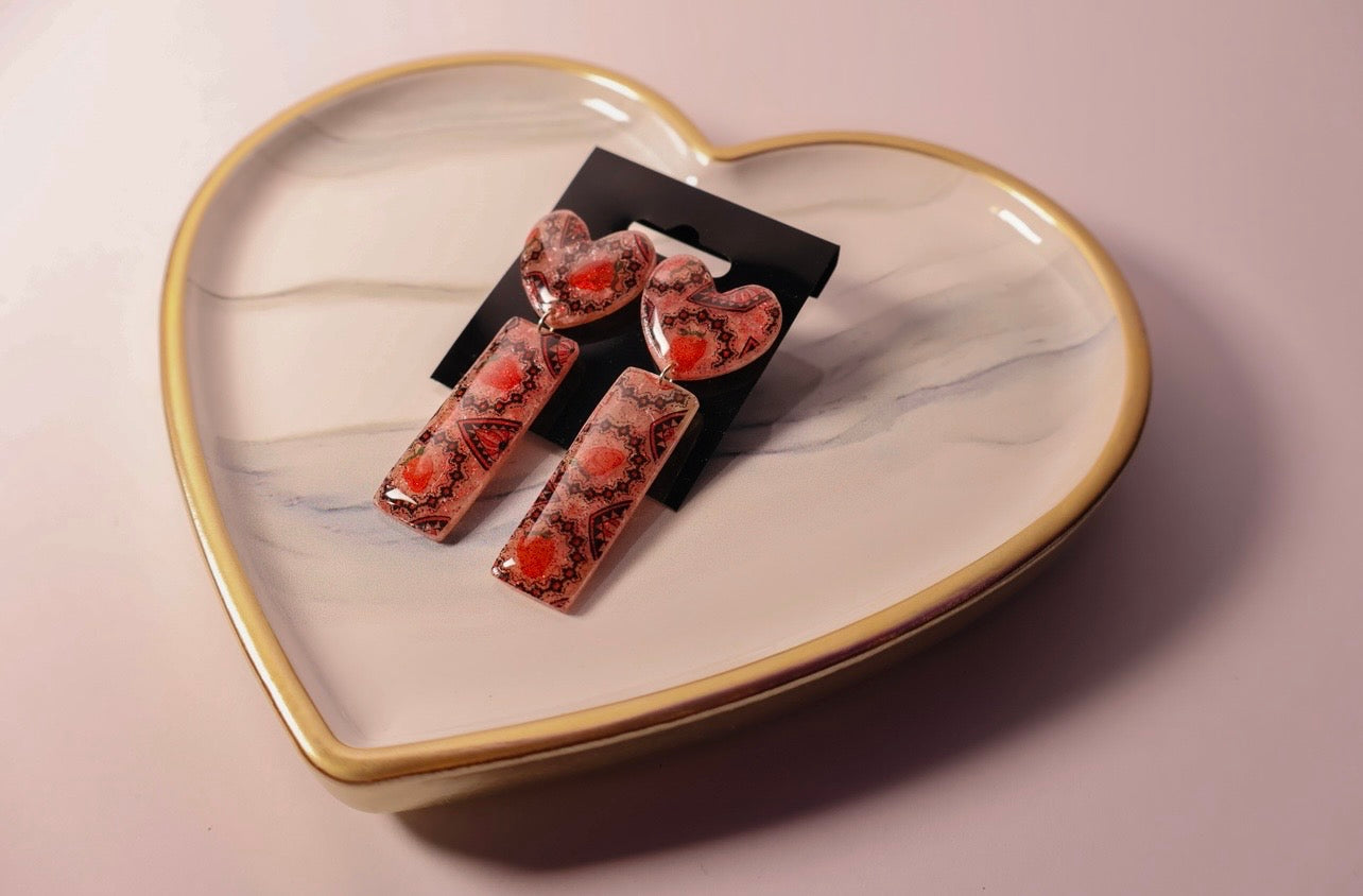 Native strawberry heart earrings