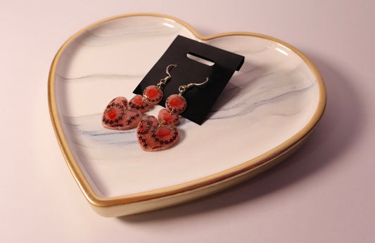 Heart shaped Native design earrings