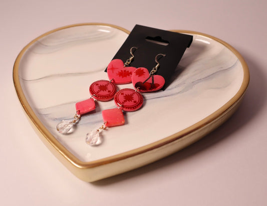 Sparkly Cherry Valentines Native design Poylmer Clay earrings